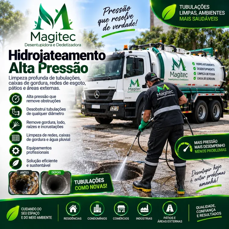 Hidrojateamento — Magitec Desentupidora e Dedetizadora