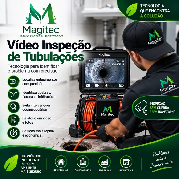 Vídeo inspeção de tubulações — Magitec Desentupidora e Dedetizadora